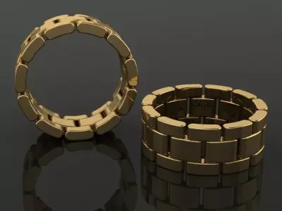 Link Style Band Ring Mix Size 3D print model