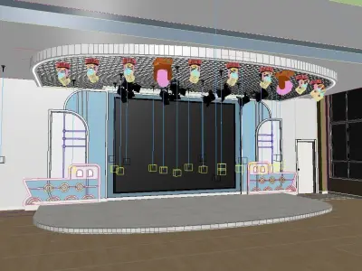 School stage theme background large screen auditorium 3D model