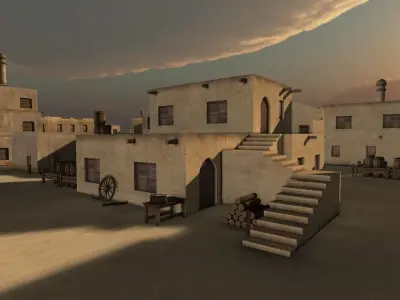 Arabic city streets Low-poly 3D model