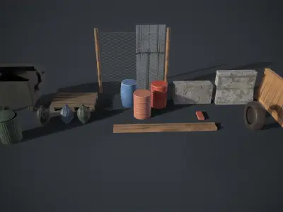 City trash pack Low-poly 3D model