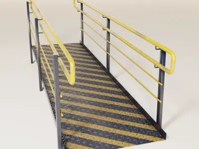 Set Ramp PBR metal ladder with stripes 3D Model Pack