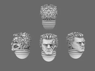 Space Knights Cyborg Heads 3D print model