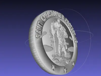 St Christopher 3D Coin Medallion Pendant printable model 3D model