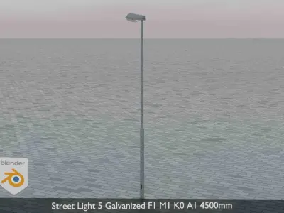 Street Light 5 Galvanized F1 M1 K0 A1 4500mm  Low-poly 3D model