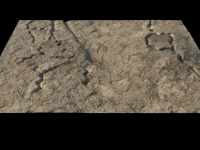 Abandoned WW1 battlefield with a lake 3D model