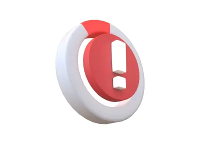 Battery Circle with Exclamation Mark Symbol v1 009 Low-poly 3D model