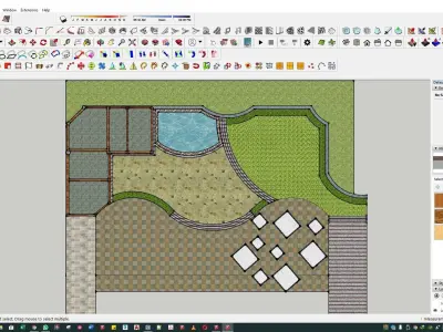 garden plant modern exterior design and rendering 3D model