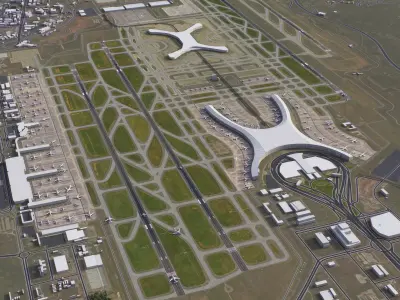 Chongqing - Jiangbei 3D Airport  Low-poly 3D model