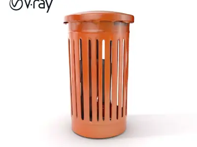 Outdoor Trash Bin Model Pack with Detailed LODs Low-poly 3D model