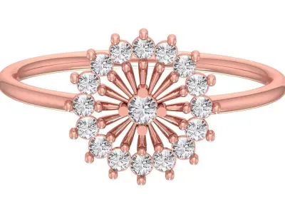 Solitaire Women Light Weight Flower Band Ring 3D print model