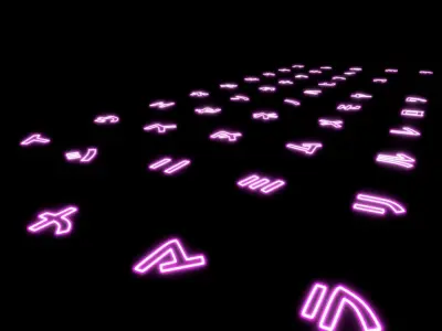 3D Neon Katakana Low-poly 3D model