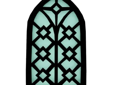 Church Window Frame and Glass Free low-poly 3D model