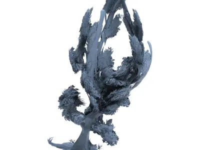 Norfolk stylised  windy tree collection 1 3D model