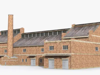 Factory x14 Low-poly 3D model