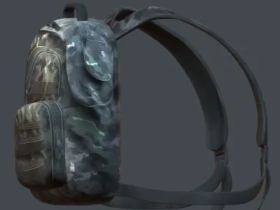 Backpack military combat Black baggage Low-poly 3D model Low-poly 3D model