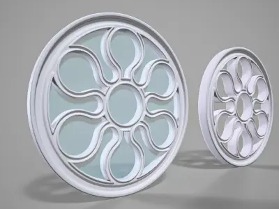 Highpoly Circular Gothic Window Type5 3D model
