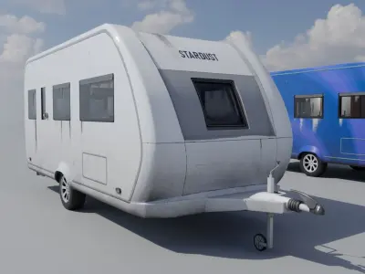 Trailer house in 10 variant with interior Low-poly 3D model