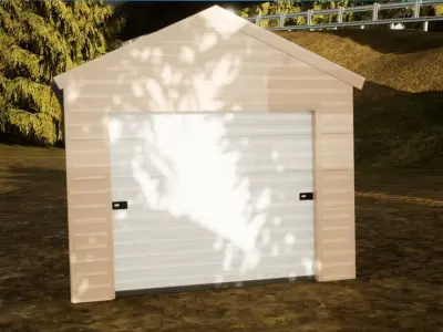Storage Shed with garage door and side enrtance Low-poly 3D model