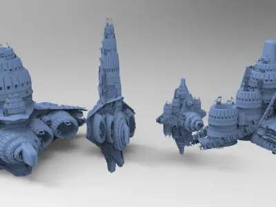 Star Freighter Grand battleship 4 designs 3D model