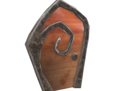 Low Poly Door hobbit Low-poly 3D model