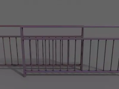 PBR Pedestrian Guard Rail Purple V3 Low-poly 3D model