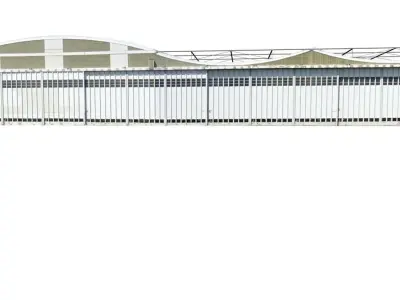 warehouse 3D model building with roof 3D model