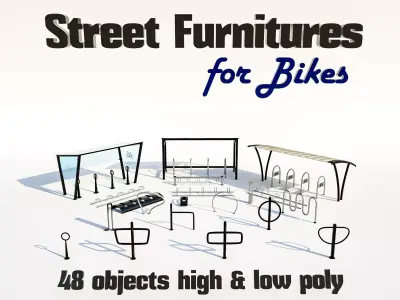 Street furnitures for bikes 3D model