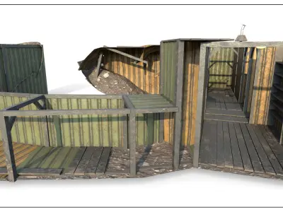 Abandoned Shelter base 02 Low-poly 3D model