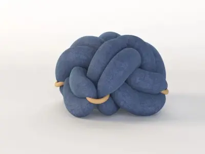 Upholstered Light Denim Knot Floor Cushion Pouf Stool 3D model