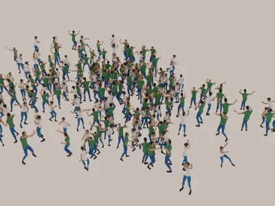 Animated Crowd Dancing Low Poly Low-poly 3D model