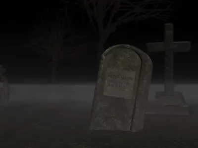 Horror graveyard and gravestones in PBR and low poly objects Low-poly 3D model