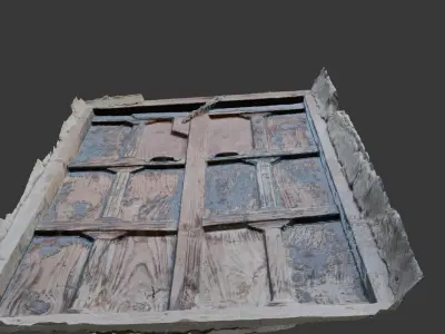 Wooden Door 3D Scanned Low-poly 3D model