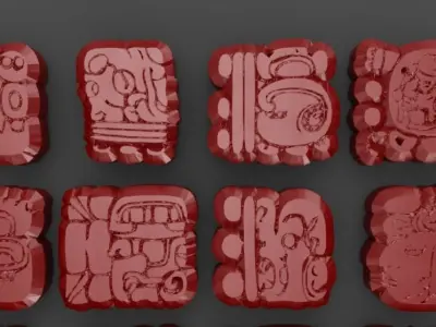 Mayan Symbols Low-poly 3D model
