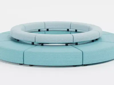 Modular Circular Sofa V4 Low-poly 3D model