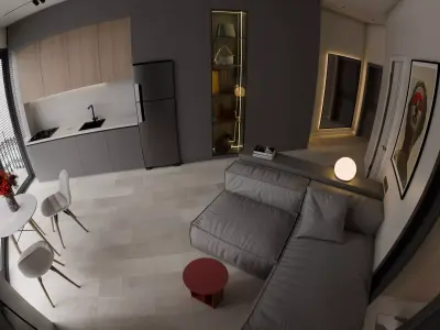 Studio apartmant Low-poly 3D model