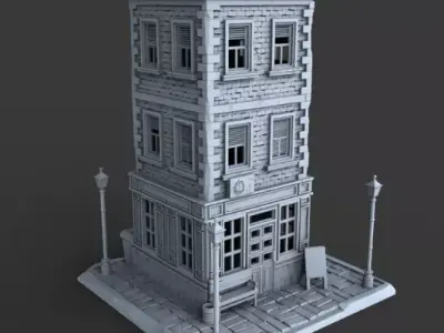 Stylized 3D Low Poly Building  Game Ready Asset  3D print model