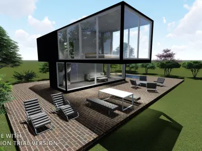 Ddublex t shape house 3D model