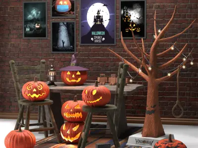 Decorative set halloween 3D model