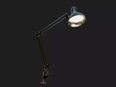 Simple low poly desk lamp with table clamp 3d model Low-poly 3D model
