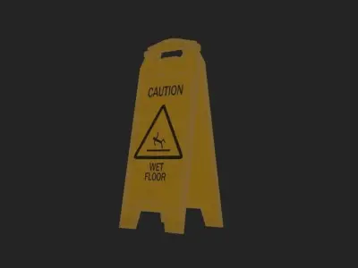 Wet Floor Caution Sign Low-poly 3D model