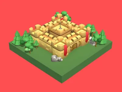 Low Poly Castle Pack 3D model