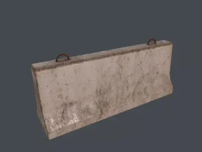 Traffic concrete barrier 3D Model Low-poly 3D model