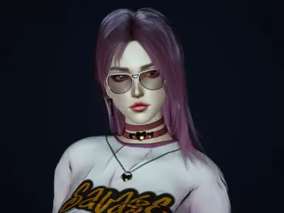 Fashion Girl Low-poly 3D model