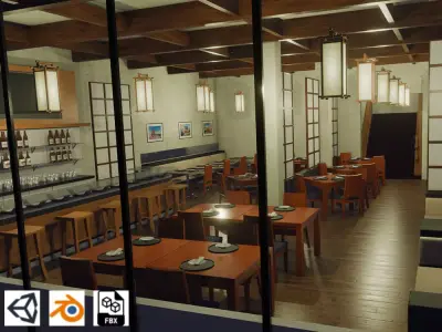 Asian or Japanese Restaurant - game-ready Low-poly 3D model