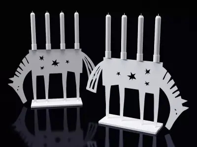 Horse candle holder with four candles 3D model