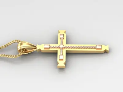 High Cross Pendant Light Gold 18K 4CP099 3D print model
