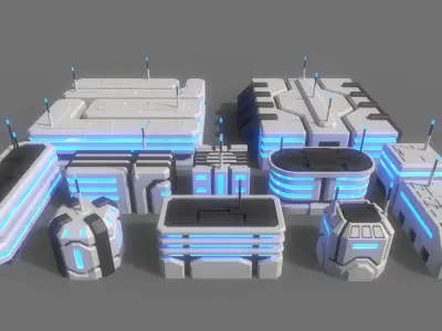 PBR Sci-Fi Building A 01-10 3D Model Pack