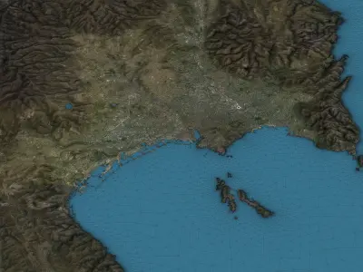 Marseille - Topography Terrain Low-poly 3D model