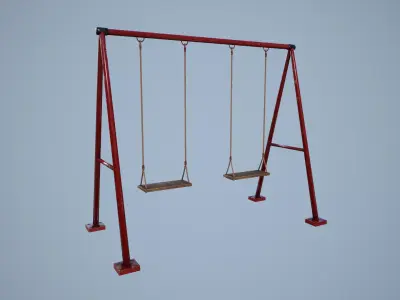 Metal animated swing  Low-poly 3D model