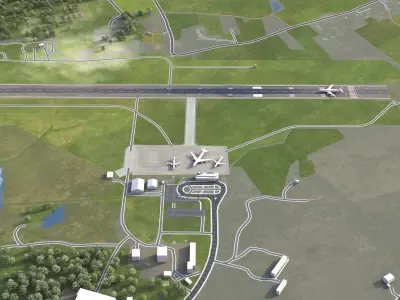 Mariehamn - Airport - MHQ Low-poly 3D model